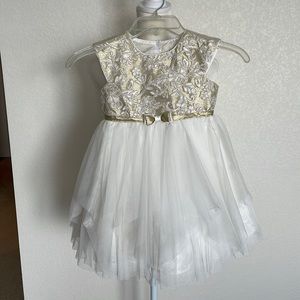 Toddler Fancy Gold Glitter & Lace Dress